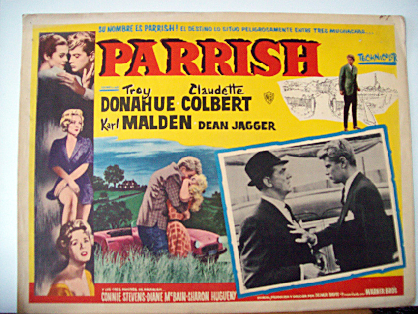 PARRISH Movie POSTER 22x28 Troy Donahue Claudette Colbert Karl Malden Dean