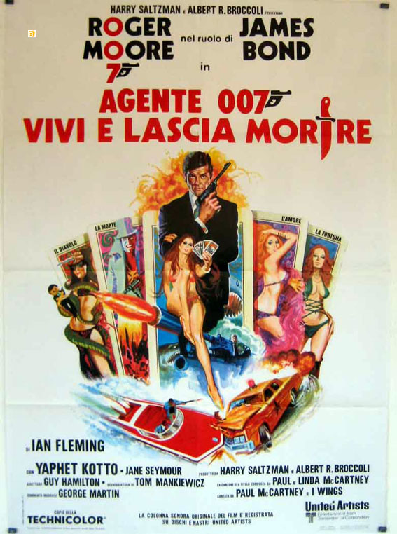 AGENTE 007 VIVI E LASCIA MORIRE MOVIE POSTER - LIVE AND LET DIE MOVIE  POSTER