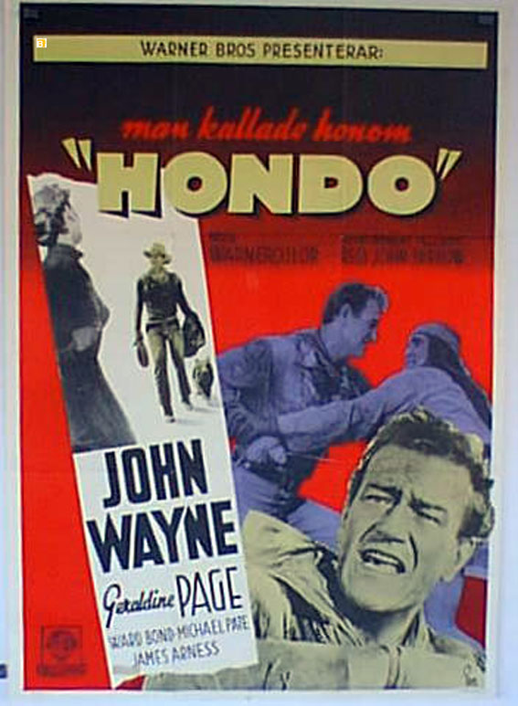 HONDO Movie POSTER 27x40 John Wayne Geraldine Page Ward Bond Michael Pate 