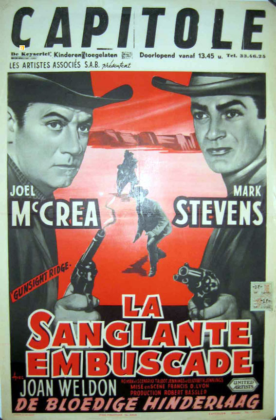 "SANGLANTE EMBUSCADE, LA" MOVIE POSTER - "GUNSIGHT RIDGE" MOVIE POSTER